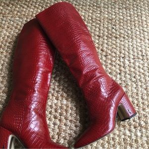 Sam Edelman Leather Moc Croc Hiltin Knee High Boots. Size 7